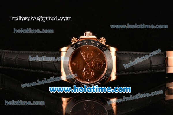 Rolex Daytona II Asia 3836 Automatic Rose Gold Case with Black Bezel and Coffee Dial - Click Image to Close